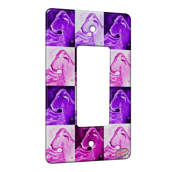 KuzmarK™ 1 Gang Rocker Wall Plate - Irish Wolfhound in Summer Landscape Dog Pink Pattern Art by Denise Every