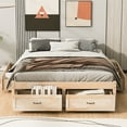 thumbnail image 2 of Queen Size Platform Bed with 6 Storage Drawers, Rustic Style Wooden Floor Bed Frame with Sturdy Wood Slats Support, 650 LBS Capacity Daybed for Adults, No Box Spring Needed, 2 of 9