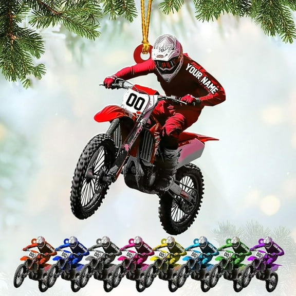 Personalized Dirt Bike Christmas Ornaments 2025 Custom Motocross Ornament Dirtbike Christmas Ornament Motorcycle Christmas Tree Ornaments Gift for Racing Lover Rider Gifts Hanging Decor Xmas (D20)