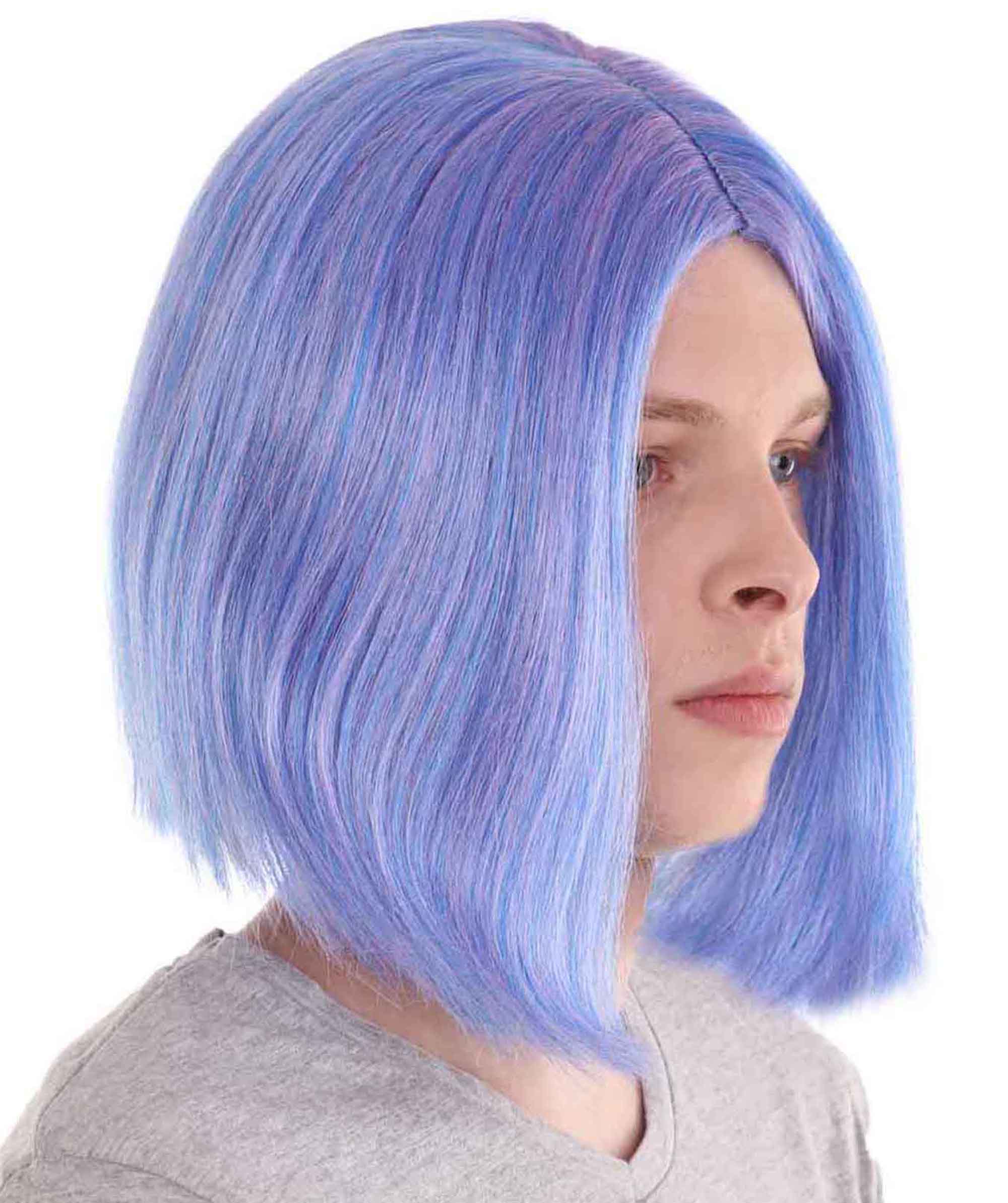 HPO Adult Men’s Fancy Animation Wig, Purple Flame-retardant Synthetic Fiber