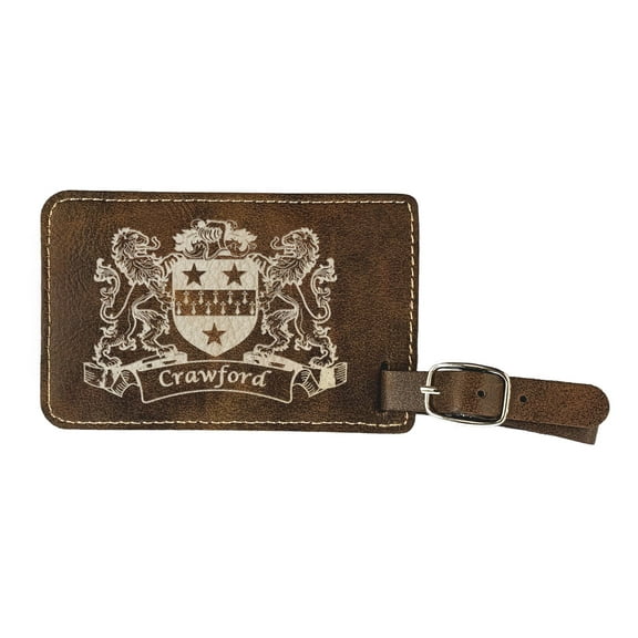 Crawford Irish Coat of Arms Luggage Tag(set of 2) - Rustic Leather