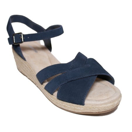 

Lands End Women s Size 6.5 Wedge Heel Espadrille Suede Sandal Radiant Navy