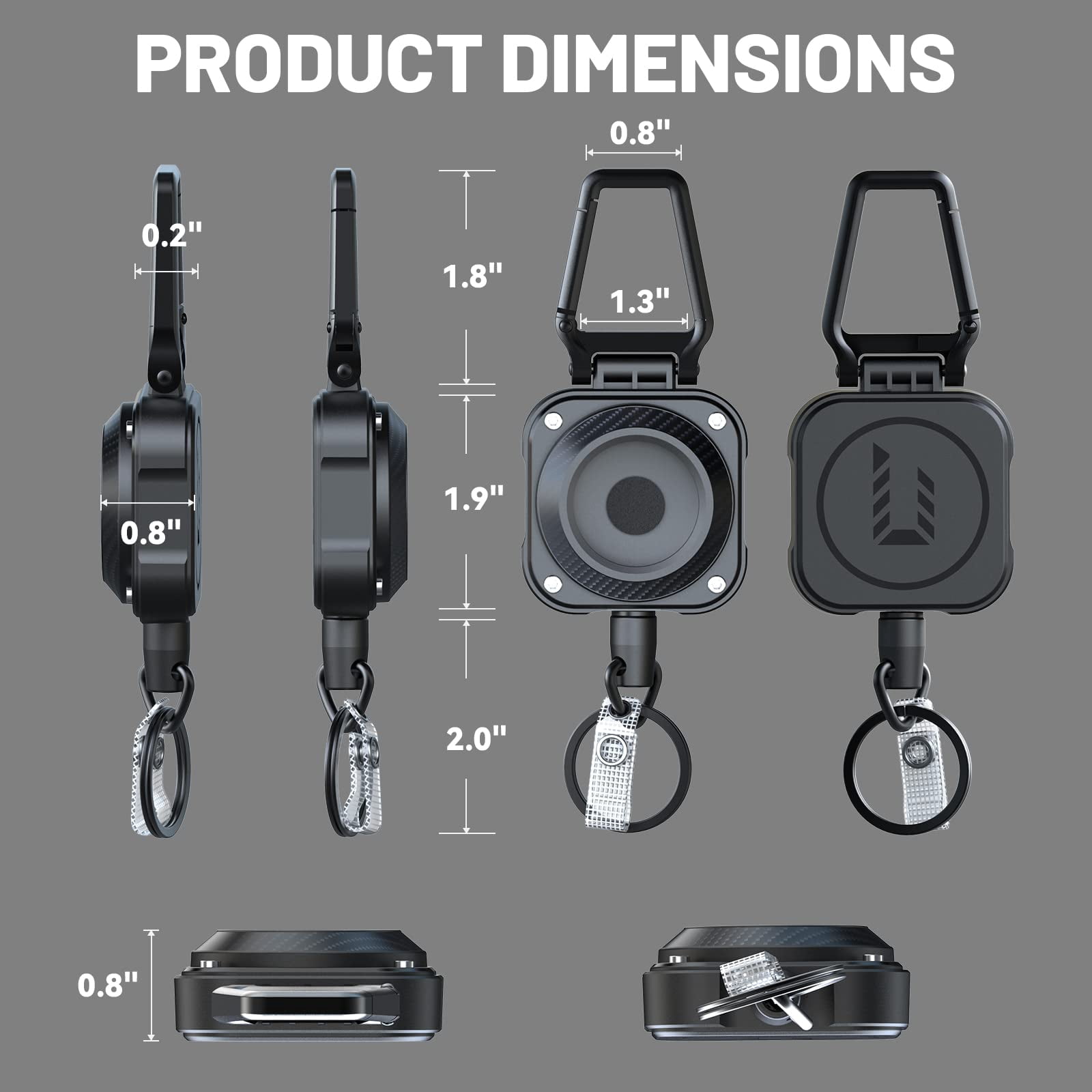Retractable Keychain For Airtag Holder  Badge Reel With 31.5" Wire Rope 10 000+ Rebound 8oz Apply Keys Luggage