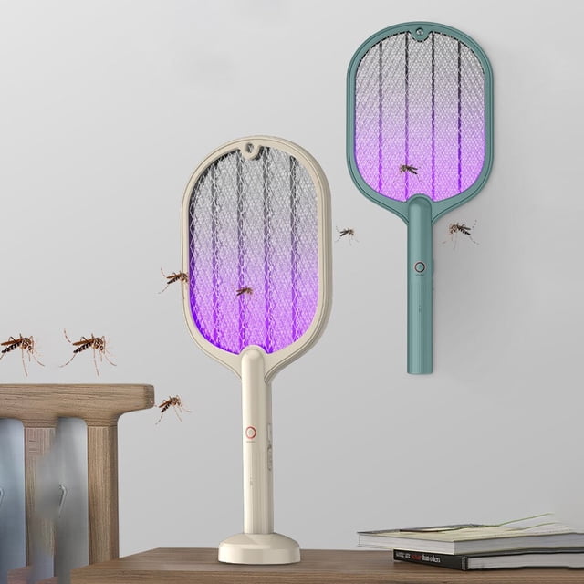 3000V Electric Insect Racket Mosquito Swatter USB Rechargeable Home Fly Bug Insect Zapper Racket Inserts Mosquito Killer TrapGreyChina He Qiyong unisex