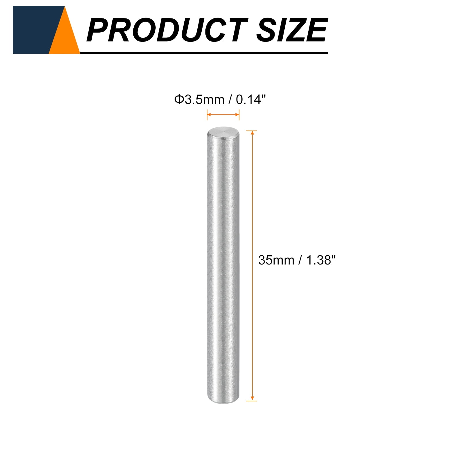 Uxcell 100pcs Dowel Pins M3.5(3.5mm) x 35mm 304 Stainless Steel Cylindrical Shelf Support Peg Pin Rod Fasten Elements for Metal Devices Wood Furniture DIY Installation, Silver