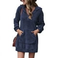 thumbnail image 4 of Women's Quarter Zipper Long Sherpa Hoodie Pullover Fuzzy Fleece Sweatshirt Dresses Warm Tunic Tops, 4 of 4
