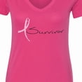 thumbnail image 4 of Inktastic Breast Cancer Survivor Pink Ribbon Women's V-Neck T-Shirt, 4 of 5