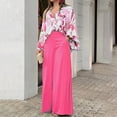 thumbnail image 4 of 2024Autumn Plus Size Women's Set Long Sleeve Shirt Tops and Wide Leg Pants Elegant Tracksuit Two Piece Set Sweatsuit Outfits Y2K (chartreuse,L), 4 of 6