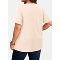 thumbnail image 5 of WellSize Lace Plus Size Women Blouses Casual Tunic Boho Tops Crew Neck Short Sleeve Shirts Trendy Summer Blouses, 5 of 9