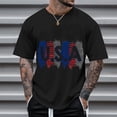 thumbnail image 2 of kpoplk American Flag Men's T-Shirt Short Sleeve Crew Neck Summer Classic Patriot USA July Fourth Gift Tops Big and Tall Mens Shirts(Black,XL), 2 of 4
