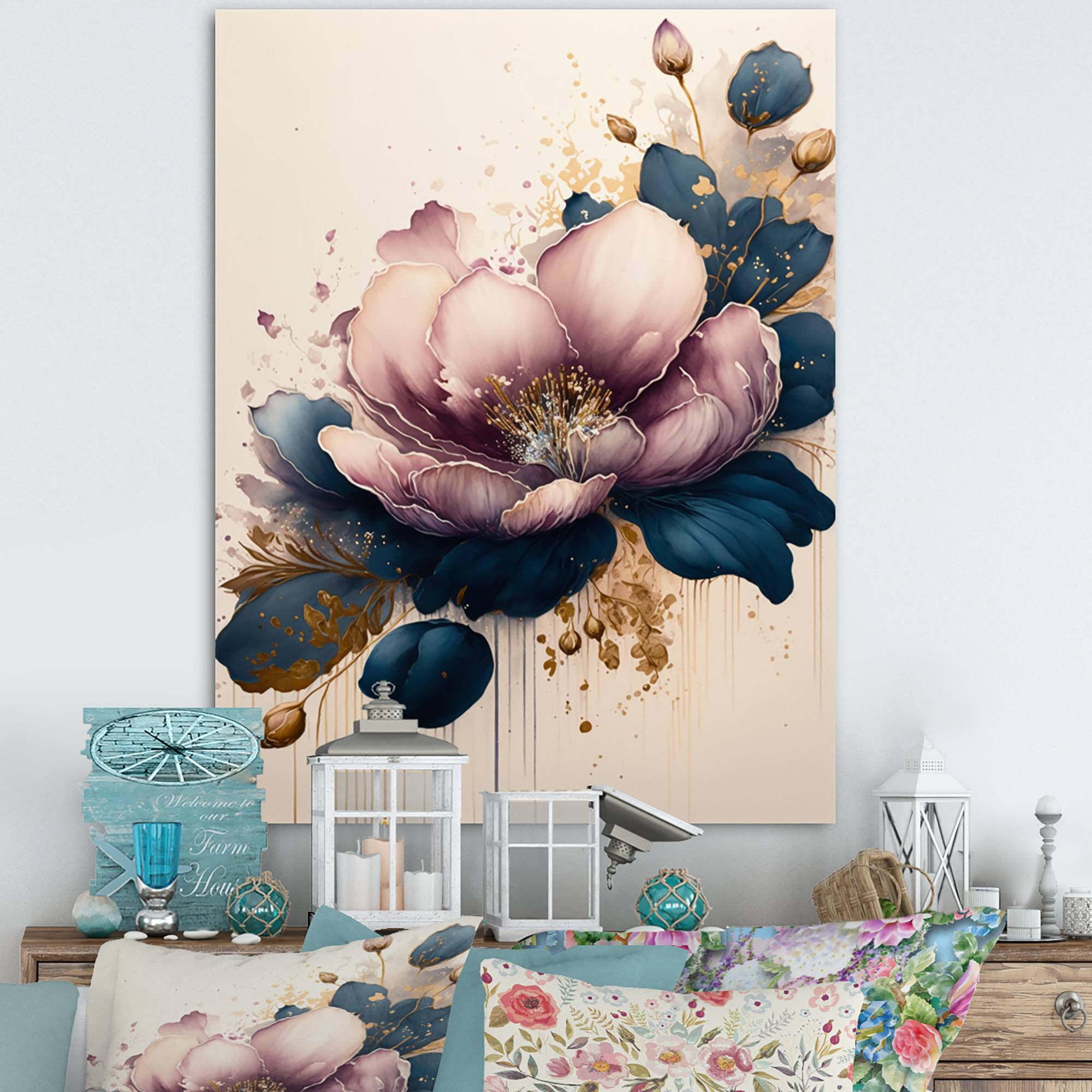 Designart Deep Pink And Blue Crocus Flower I Canvas Wall Art