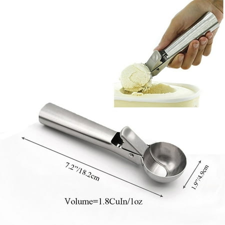 Jeobest 1PC Ice Cream Scoop - Stainless Steel Ice Cream Scoop - Easy Trigger Professional Stainless Steel Ice Cream Scoop for Frozen Yogurt Cookie Dough Meat Balls Spoon Kitchen Accessories Tool