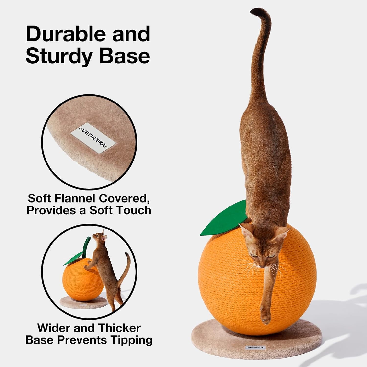 Cat Scratching Post with Jute Rope and Ball, Vertical Scratcher for Indoor Cats and Kittens