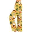 thumbnail image 2 of Women's Christmas Print Plush Pajama Pants, Soft and Comfortable Home Wear Trousers for Winter, Casual Sleepwear with Festive Design,Yellow,M, 2 of 5