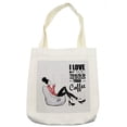 thumbnail image 1 of Saying Tote Bag, Sketch Woman with Mug and I Love You More than Coffee, Cloth Linen Reusable Bag for Shopping Books Beach and More, 16.5" X 14", Cream, by Ambesonne, 1 of 2