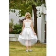thumbnail image 3 of Arshiner Girls Chic Dresses Formal Sleeveless Contrast Mesh High Low Dress with Belt Party Wedding, 3 of 8
