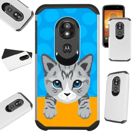 Forged Stripe - For Motorola Moto G6 Play | Moto G6 Forge Case Hybrid TPU Fusion Phone Cover (Cute Cat Gray Stripe)