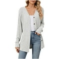 thumbnail image 2 of Aueoeo Cardigan Sweaters for Women,Cardigans Women's Fashion Brushed Stripe Long Sleeve Women's Cardigan Coat Breathable Cardigans On Clearance, 2 of 8