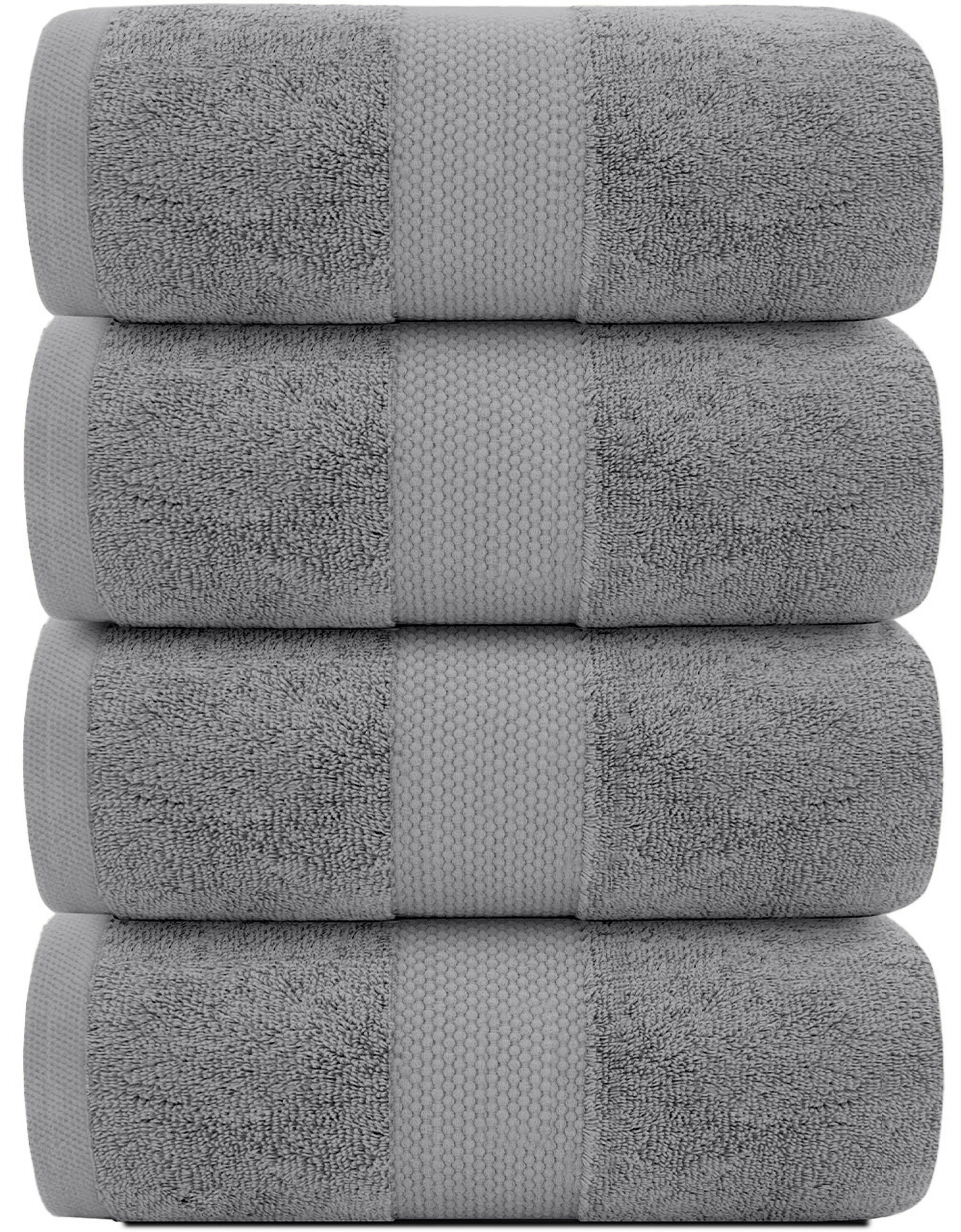 White Classic Hotel Collection 700 Gsm Turkish Cotton Bath Towels, Bathroom Towels Set, Light Gray, 27 x 54, 4 Pack