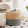 thumbnail image 3 of Tcbosik Natural Hyacinth Round Pouf Ottoman, Handcrafted Boho Accent Stool with Anti-Slip Pads, 18" Footrest/Seat, No Assembly Needed for Living Room, Bedroom & Entryway (Natural & Gray), 3 of 6