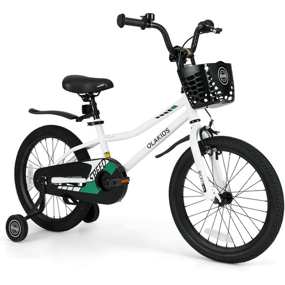 OLAKIDS Kids Bike, 12 14 16 18 Inch Toddlers Bike with Training Wheels Adjustable Seat and Handlebar, Handbrake and Coaster Brake, Children's Bicycle for Boys Girls