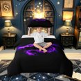 thumbnail image 2 of meiyoeat Glowing Flame Magic Dragon Twin Duvet Cover for Boys Girls Kids, Gothic Animal Twin Bedding, Purple Black, Black Reversible, 2pcs, 1 Duvet Cover and 1 Pillowcase, 2 of 6