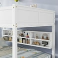 thumbnail image 4 of Queen Over Queen Bunk Bed with Built-in Storage Cabinets,Charging Station,Ladder,Safety Guardrails,Solid Pine Wood Bunk Bed,White, 4 of 9