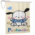thumbnail image 2 of Cortina de ducha Pochacco con diseño de dibujos animados, con 12 ganchos, impermeable, lavable, de poliéster, para decoración del baño, 60 x 72 pulgadas, de hierro, 2 of 8