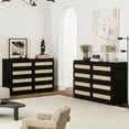 thumbnail image 7 of YUSAZENS Dresser for Bedroom, Rattan 8 Drawer Double Dresser, Wood Dressers and Chest of Drawers, Dresser Organizer for Bedroom, Living Room, Hallway, Black, 7 of 7