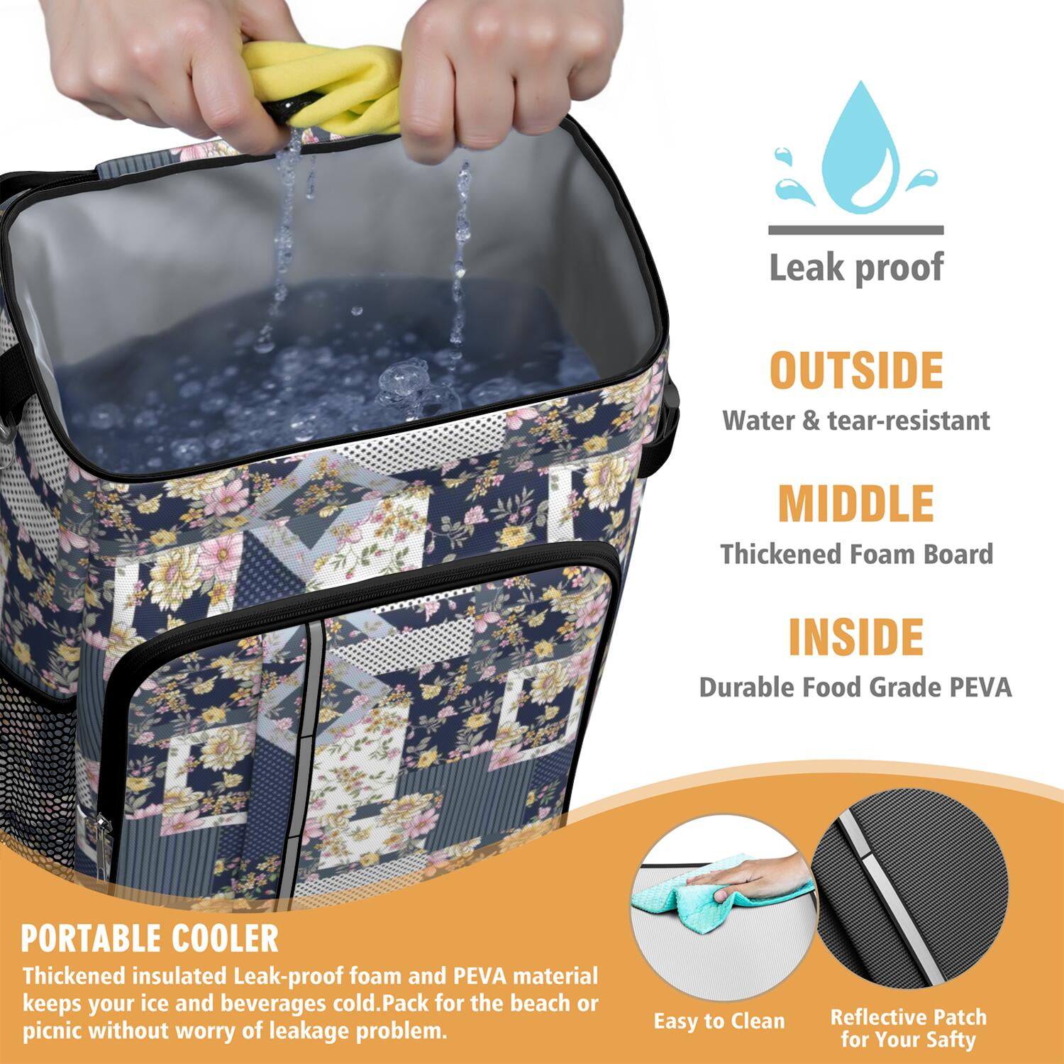 Travel Cooler Bag - Pioneer Flower Camping Beer Cooler Backpack with Bottle Opener- Waterproof Insulated Picnic Backpacks - Cooler Bag for Beach