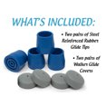 thumbnail image 6 of Top Glides Steel-Reinforced 1 1/8 Inch Rubber Tips Kit with Glide Covers, Blue, 8-piece, 6 of 6