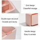 thumbnail image 5 of Makeup Storage Box with Lid | Double Compartment Organizer for Cosmetics and Lipsticks | Dustproof Plastic Box for Desktop | Jewelry, Swab, Miscellaneous Storage | 14.5x13x8cm | Blue Pink White, 5 of 6