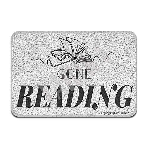Letrero de hojalata con espejo retro "Gone Reading", para decoración del hogar, cocina, baño, granja, jardín, garaje, citas inspiradoras, tamaño: 8 x 12 pulgadas