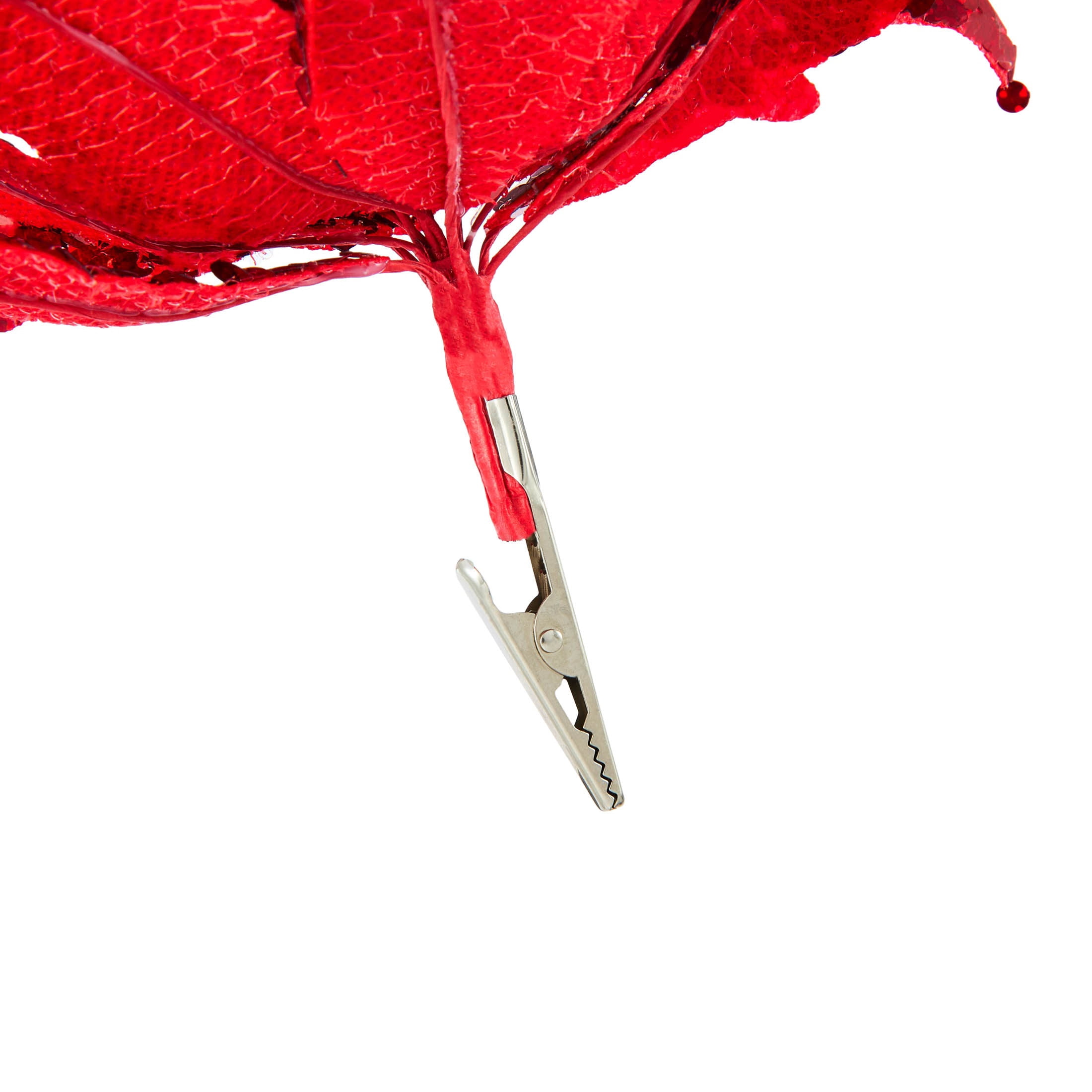 Red Sequin Poinsettia Christmas Clip Ornament, 12", by Holiday Time