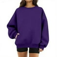 thumbnail image 3 of Dwellite Womens Casual Long Sleeve Sweatshirt Oversized Crew Neck Cute Hoodies Pullover Loose Fit Tops with Pocket Purple S, 3 of 5