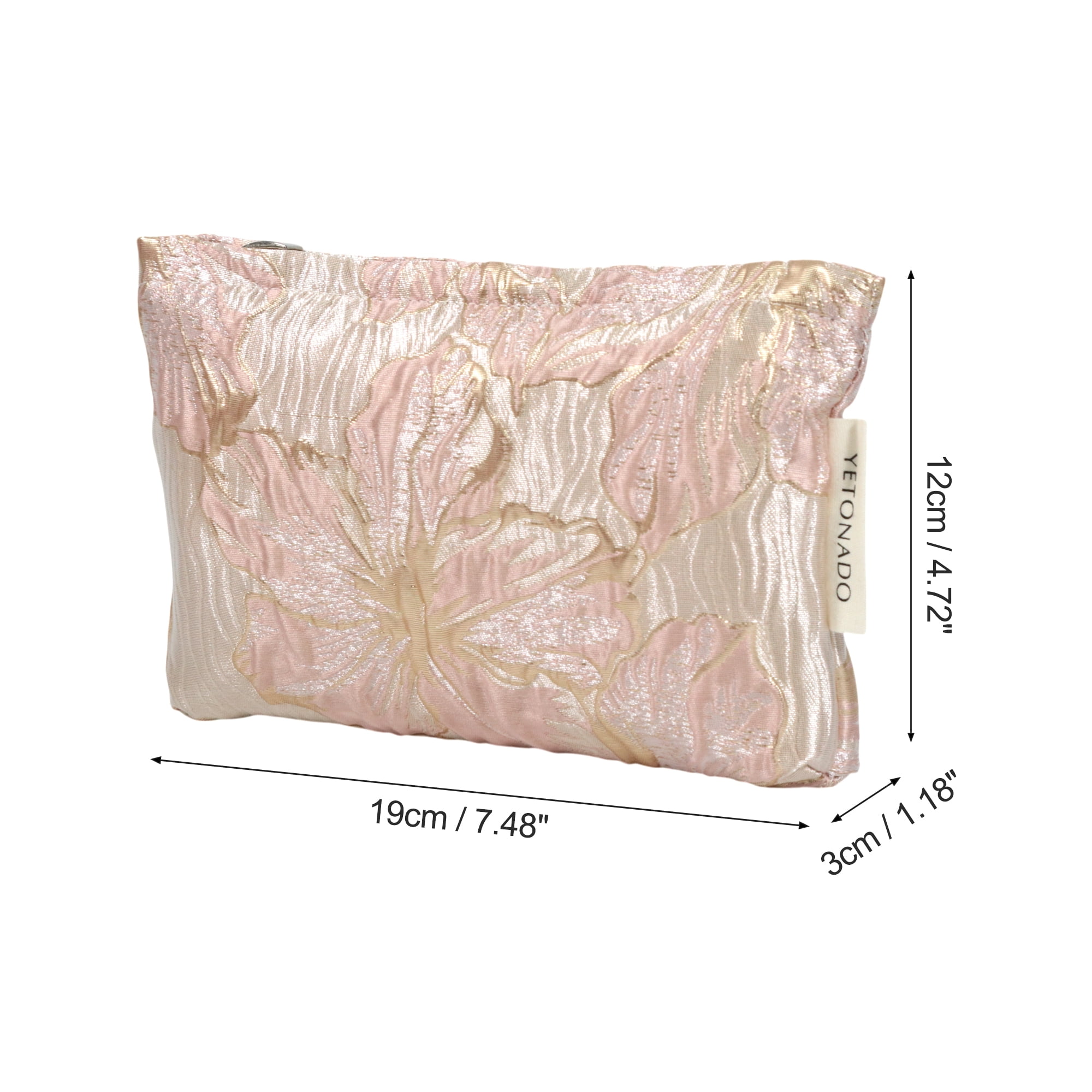 Unique Bargains 1 Pc Versatile Embossment Flower Handheld Makeup Bag Pink Medium