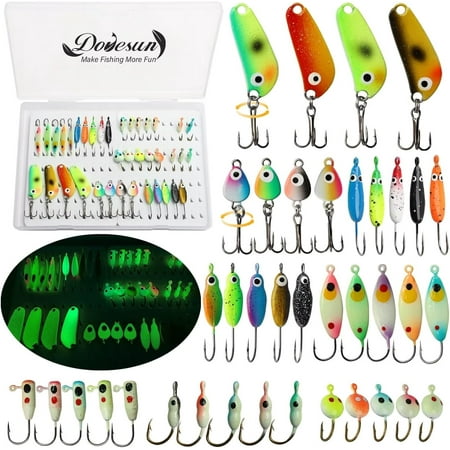 Ice Fishing Jigs Ice Fishing Lures Jig Heads Walleye Fishing Lures Crappie Jigs Glow in Dark-Ice Fishing Jigs with Storage Box 38pcs/28pcs/25pcs/20pcs