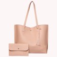 thumbnail image 5 of Bolso de hombro vintage para mujer Bolso de viaje de cuero PU con juego de monedero (rosa), 5 of 5