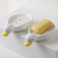 thumbnail image 5 of Jabonera con drenaje automático, jabonera con forma de pato, para baño, bañera, cocina, fregadero, bandeja de cerámica (pato), 5 of 5