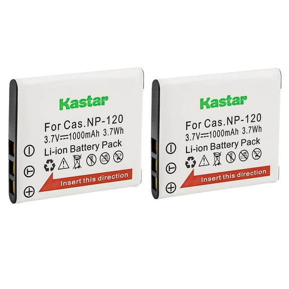 Kastar 2-Pack Battery CNP-120 Replacement for Casio Exilim EX-ZS20, Exilim EX-ZS26, Exilim EX-ZS27, Exilim EX-ZS28, Exilim EX-ZS30, Exilim EX-ZS35, Exilim EX-S200, Exilim EX-S300 Camera