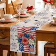 thumbnail image 5 of Independence Day Floral Table Runner 90 Inches, Anniversary USA Flag Vintage Bed Runner Dresser Scarves Tabletop for Indoor Outdoor Parties/Ceremony/Banquet, 13" x 90", 5 of 9