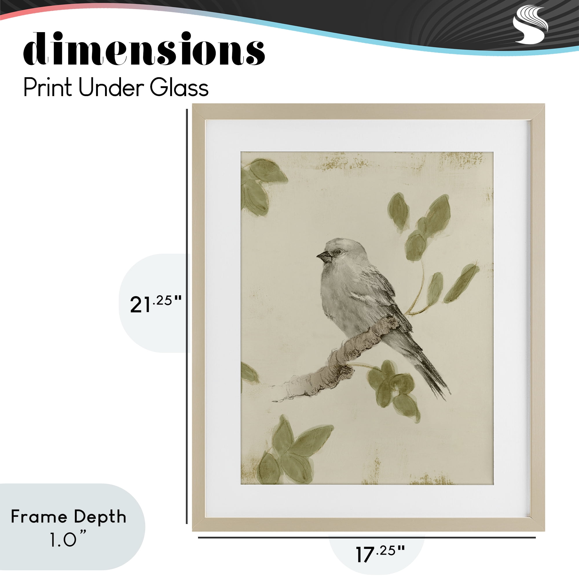 Stupell Industries Bird Scene on Neutral Birch Framed Print Under Glass, design by Lanie Loreth