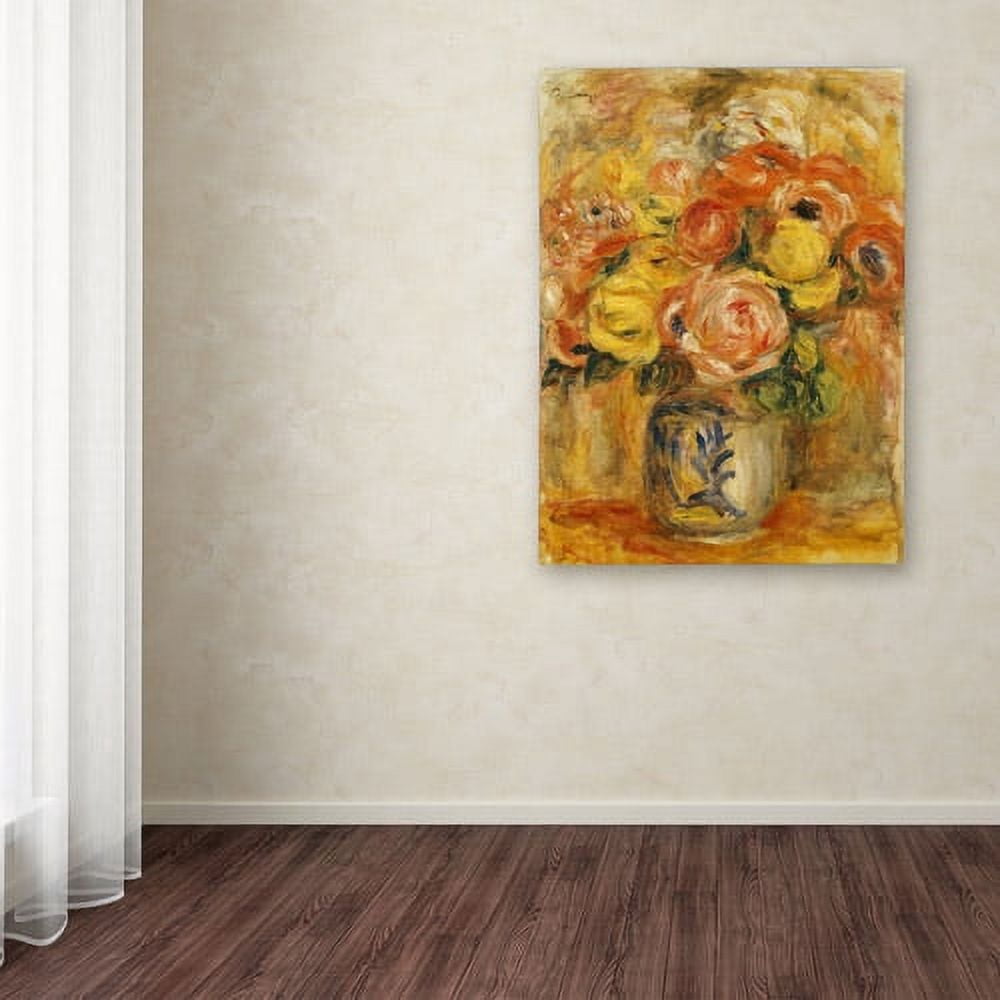 Trademark Fine Art "Fleurs Dans Un Vase Bleu et Blanc" Canvas Art by Pierre-Auguste Renoir