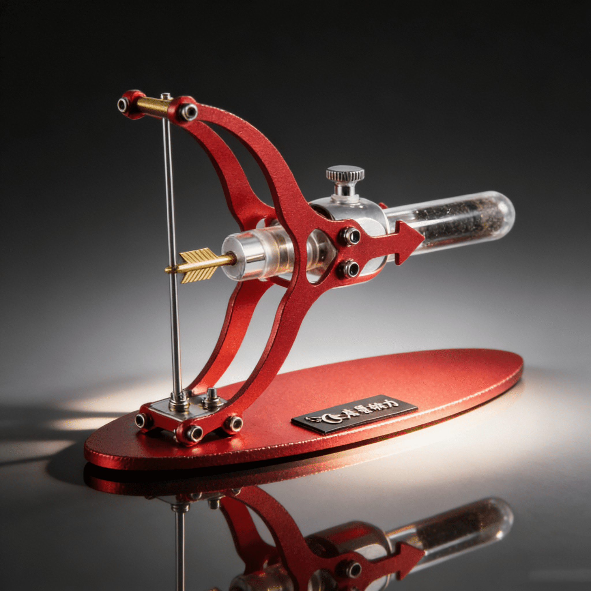 Cupid Arrow Stirling Engine Model, Heat Powered Aluminum Alloy Motor Engine with Transparent Cylinder, Thermodynamics Demonstration Desktop Decor & Romantic Gift