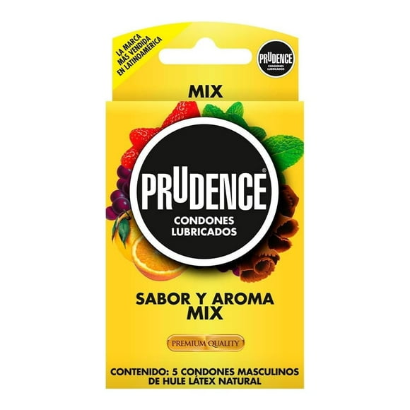 Condones Prudence mix sabor y aroma 5 pzas