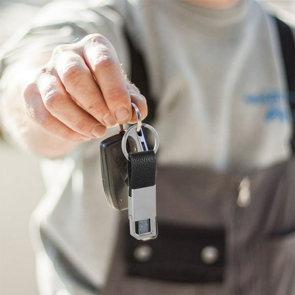 WHAMVOX 2pcs Pu Black Keychain Organizer For Men Key Holder With Key Ring Car Fob Key Keychain Holder For Men Car Keys And Everyday Use