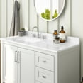 thumbnail image 6 of Merrick Lane 42 Inch Bathroom Vanity with Ceramic Sink, Carrara Marble Finish Countertop, Storage Cabinet with Soft Close Doors, Open Shelf, 3 Drawers, White, 6 of 12
