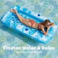 thumbnail image 4 of Joyfy Inflatable Pool Floats for Adults, 72" x38'' Daybed Pool Lounger Adults with Cup Holders, Adjustable Backrest Tanning Lounger Chair, Ultra-Comfort Pool Floaties Raft Lake Beach Float(Blue), 4 of 8