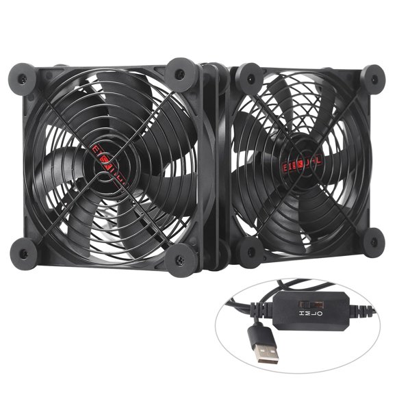 shiyou-DC U01,Silent Dual 120mm USB Fan,3 Adjustable Wind speeds for Receiver DVR PlayStation Xbox Computer Cabinet Cooling