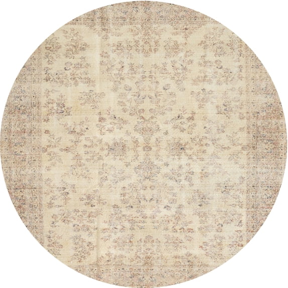 Ahgly Company Indoor Round Contemporary Deep Peach Orange Abstract Area Rugs, 6' Round